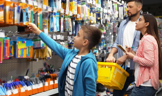 Family shopping for school supplies