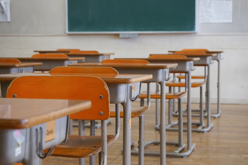 Desks in a classroom